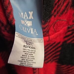 Max & Olivia Red and Black Plaid Pajama Garment Size 6-7